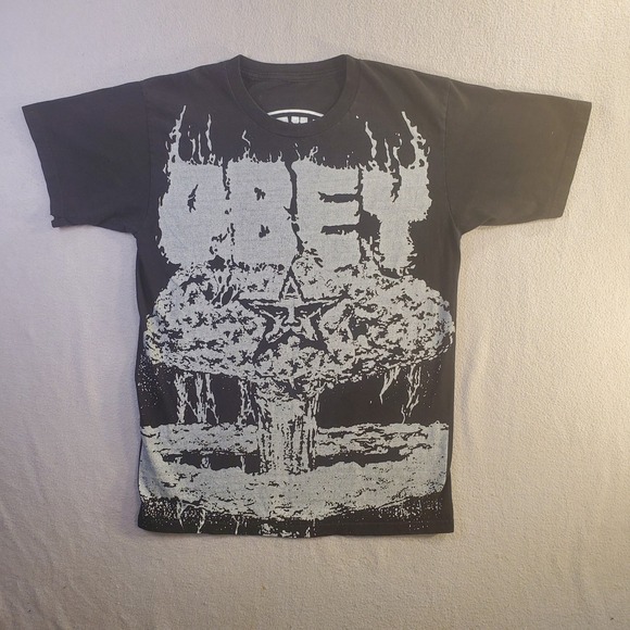 Obey Other - Obey Mens Black Ghoulies Ritual Services Mushroom Cloud Graphic T-Shirt Medium